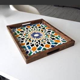 Aberto Design Bandeja REF037 de Madera Maciza para Decoración del Hogar 48x38x4 cm